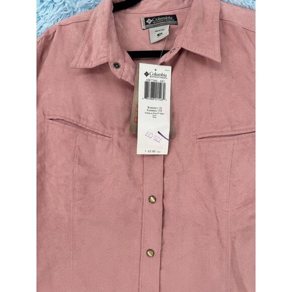 Columbia Women’s 1X Plus Shirt Rosa Siskiyou Pass Long Sleeve Snap Button Outdoo - Picture 7 of 15